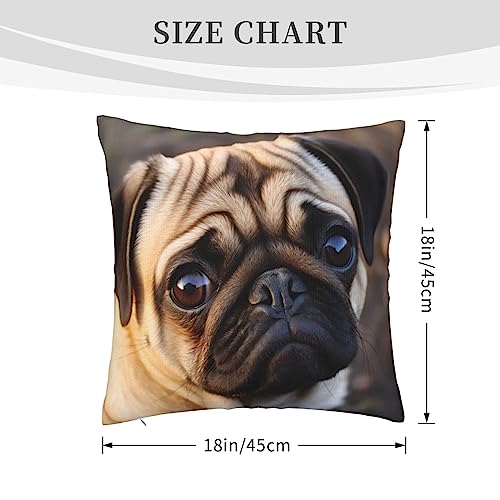 Yiedylpo Funny Pug Dog Throw Pillow Covers Square Cushion Couch Pillows Case For Bed Sofa Living Room Decorative 18" X18" #TOP1