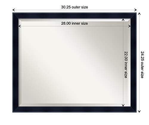 Amanti Art Wood Framed Wall Mirror, Glass Size 28X22, Madison Black #TOP3