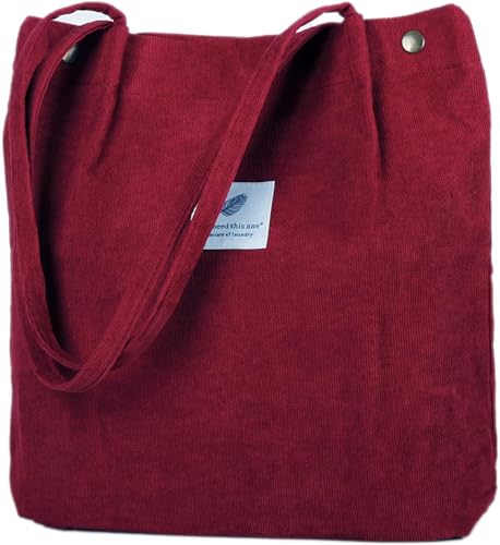 Image of Street27 Korean Canvas Corduroy Tote Bag Casual Work Shoulder Handbags | Multi-Purpose Bag |Sturdy Canvas Bag with Large Capacity | Shopping Bag for Office, College & Daily Use