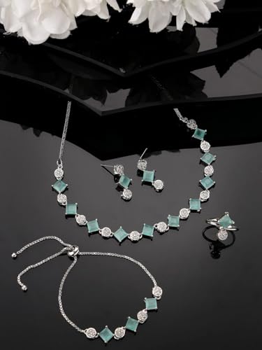 Juego de joyas con circonitas cúbicas juego de pendientes y collar plata S 6