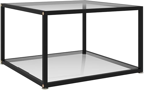 Miniatura 9 de Coffee Table Transparent and Black 23.6x23.6 x13.8 Tempered Glass Living Room Center Table End Tables Tables Mesa De Centro para Sala for Park
