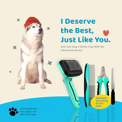 Image of 4-in-1 Dog & Cat Grooming Kit: Includes Pet Comb, Nail Clippers, Deshedding & Cleaning Brushes
