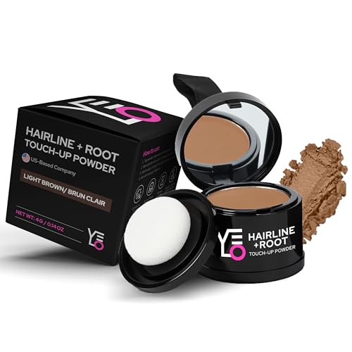 VELO Hairline Powder–LIGHT BROWN Hair Root Touch Up Powder for Women & Men–Instantly Covers Gray Hair, Thinning Hair & Bald Spots–Sweatproof Root Cover Up–Puff & Mirror Compact 13 Shades