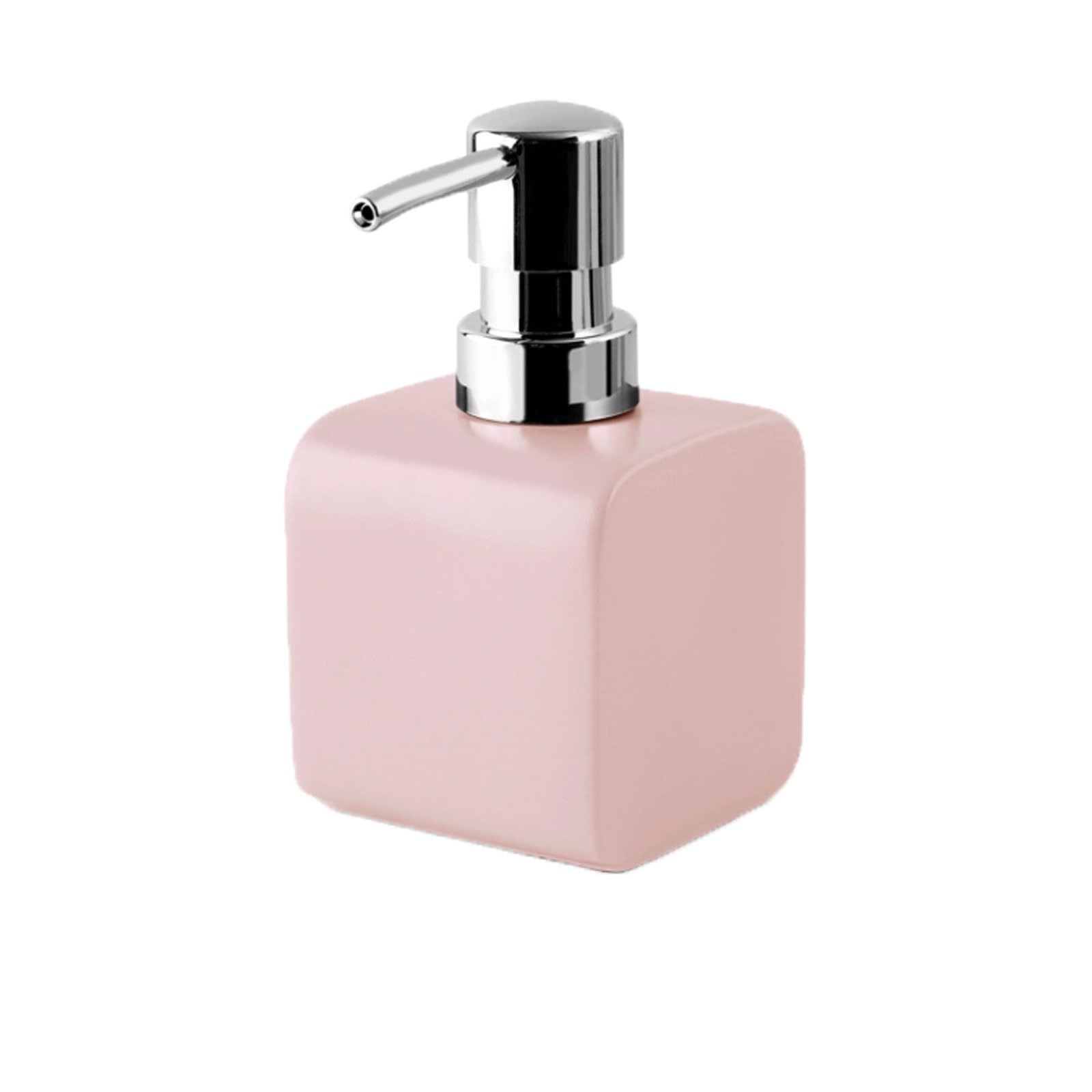 Ceramiczny dozownik mydła 250 ml z pompką z tworzywa sztucznego, gładkie i błyszczące wykończenie, zaokrąglone krawędzie, dozownik do układania (różowy)