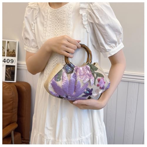 Image of Women's Clutch Handbags Ruched Small Handbag Top Handle Cream Clutch Purse Dumpling Evening Bag
