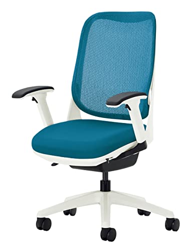 ライオン事務器 オフィスチェア フレキシブルアーム ライド ターコイズブルー 79813