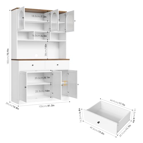 FINETONES-71-Pantry-Cabinet-Tall-Kitchen-Pantry-Storage-Cabinet-with-Microwave-Stand-Modern-Ktichen-Hutch-Food-Pantry-with-Open-Countertop-and-Adjustable-Shelf-for-Kitchen-Dining-Room FINETONES 71 Pantry Cabinet Tall Kitchen Pantry Storage Cabinet with Microwave Stand Modern Ktichen Hutch Food Pantry with Open Countertop and Adjustable Shelf for Kitchen Dining Room