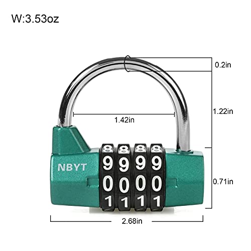 Image of Gym Locker Lock,4 Digit Combination Lock,Safety Password Padlock for School Gym Locker,Sports Locker,Fence,Toolbox,Case,Hasp Storage Green