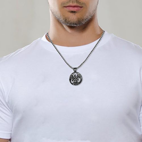 JewelryWe Celtic Knot Necklace,Stainless Steel Good Luck Amulet Necklace Celtic Jewellery for Men Women
