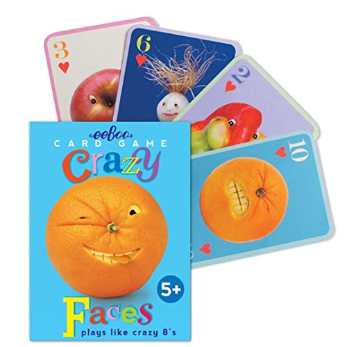 eeBoo's Crazy Faces Playing Card Game for Kids, Bright Pastel Colors
