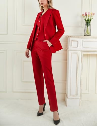 Elegant White Pant Suits for Women by YUVUXE – Dressy 3-Piece Business Casual Blazer Set in Size 16 - Image 3