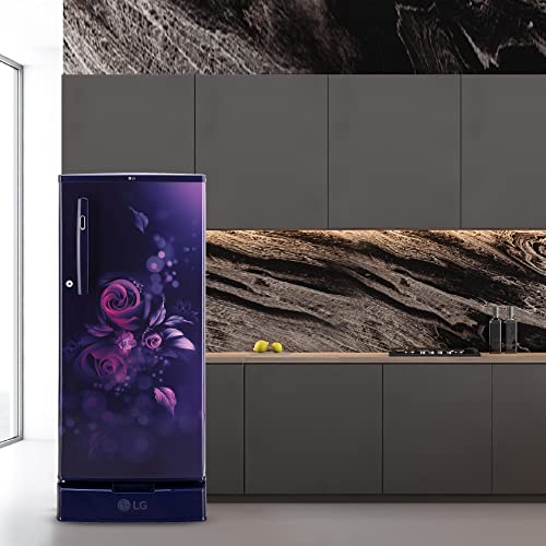Image of LG 185 L 3 Star Direct-Cool Single Door Refrigerator Appliance (GL-D199OBED, Blue Euphoria, Base stand with drawer)