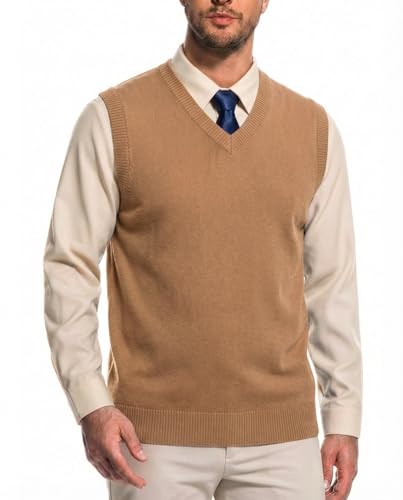 Men’s V-Neck Sleeveless Sweater Vest – Solid Black Knit Vest for Men, Classic Pullover Style, Mens Sweater Vest