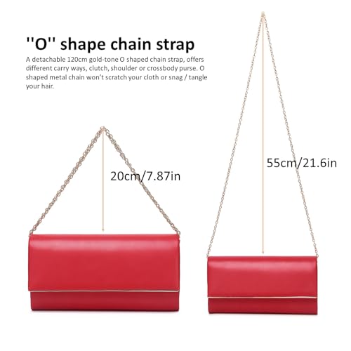 Image of DETARA Women Evening Bag Vegan Leather Clutch Purse Shoulder Crossbody Envelope Bag for Party Wedding Prom Bridal