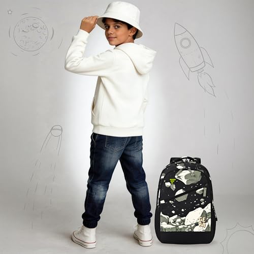 Image of Gear Lost In Space 17 inch /30L Large Water Resistant School Bag | Casual Backpack | Daypack | Travel Backpack | Kids Bag for Boys /Girls (Black - Black)