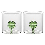 300 ML THUN - Set 2 bicchieri in vetro quadrifoglio - Borosilicato - Country Bloom - 300 ml