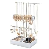 T-Form Schmuckständer Schmuckhalter Kettenhalter - 3 Stäben Schmuckbaum Kettenständer Uhrenständer Ohrringhalter QILICZ silber Schmuckaufbewahrung für Ringe, Ohrringe, Armbänder, Uhren und Accessoires