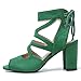 fereshte Women's Lace-Up Gladiator Sandals, Block Heel Open Toe Strappy Shoes Suede Green 38 - US 7
