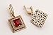 Turkish Handmade Jewelry Hurrem Square Shape Red Ruby and Round Cut Topaz 925 Sterling Silver Jewelry Set Earrings,Pendant and Ring Size Option