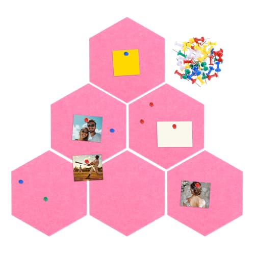 Tableau d'affichage en feutre autocollant rose pèle-mêle photo et mémo mural 6 pcs