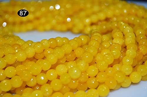 Perles de jade quartz jaune 6mm de qualité supérieure en fil 14" - 3