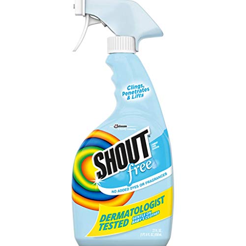 Shout Free Laundry Stain Remover Spray, Active Enzyme Formula is Fragrance, Bleach, and Dye Free, Removes Everyday Stains including Baby Stains - 22oz Spray