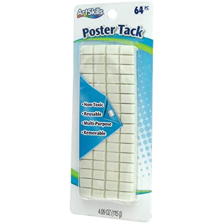 ArtSkills Reusable Adhesive Putty Sticky Tack for Hanging and Mounting Posters, 64 Pieces