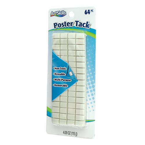 ArtSkills Reusable Adhesive Putty Sticky Tack for Hanging and Mounting Posters, 64 Pieces