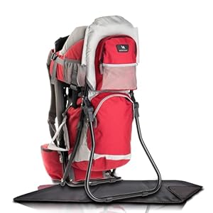 DROMADER Baby Backpack Carrier up to 48.5lbs/22kg | Comfortable Toddler Hiking Carrier Backpack with Practical Pockets, Side Mirror, Stirrups, Sun Shield & Rain Cover | Fully Adjustable (Red)