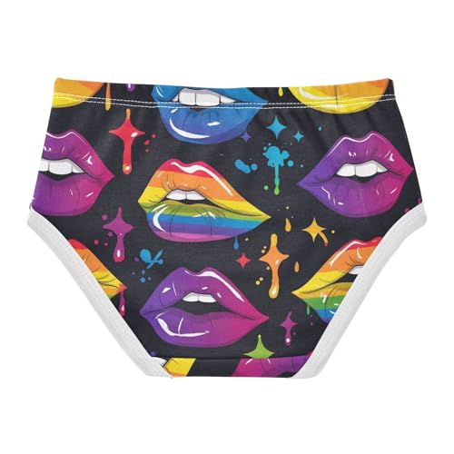 Wusikd Rainbow Girls' Underwear Cotton Colored Lips Girls Briefs Soft Toddler Underwear 2T2