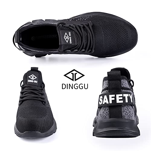 Dinggu Steel Toe Shoes For Men Lightweight Safety Indestructible Work Shoes Comfortable Breathable Non-Slip Slip On Composite Toe Sneakers For Industrial Construction Black 8.5 #TOP6