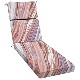 UHMLTCRBOD Chaise Lounge Cushions Outdoor Indoor Furniture White Gray Brown Marble Pattern Texture Abstract Chair Cushion with Ties Waterproof Patio Recliner Chairs Cushions 72.5'x21', 1pcs