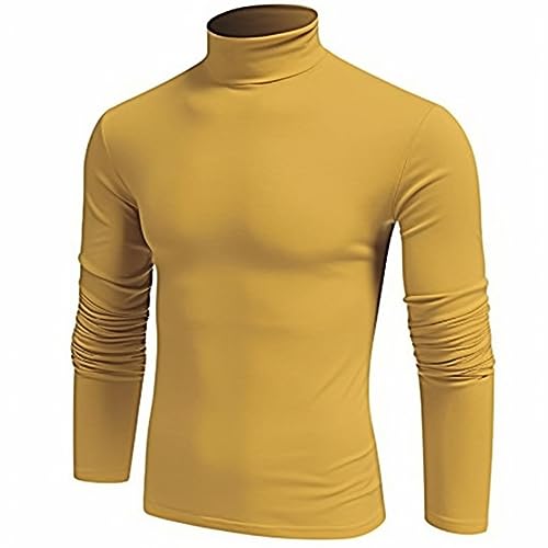 SALNIER Men Basic Turtleneck Slim Fit Long Sleeve Pullover Top Solid Thermal Knitted T Shirt Sweaters Soft Lightweight Shirt2