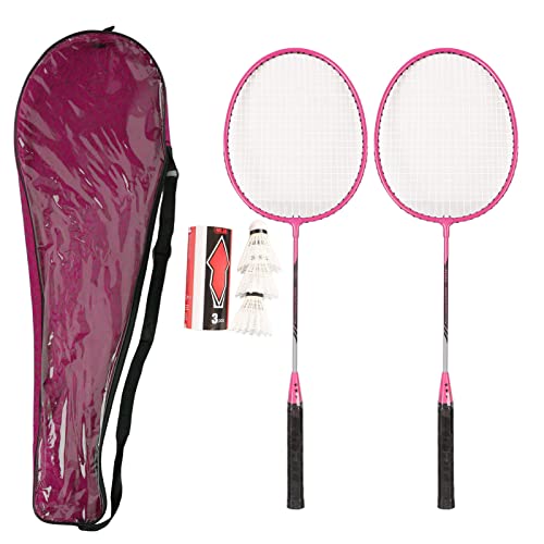 Juego de Raquetas de Bádminton, Juego de Raquetas de Bádminton para Jugadores, Volantes Ligeros con Bolsa de Transporte para Aficionados Y Principiantes(Rosa)
