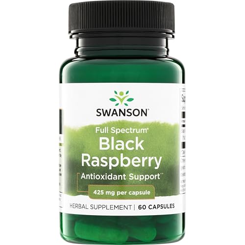 Swanson Black Raspberry - Herbal Supplement Promoting Overall Wellness Support - Natural Source of Flavonoids & Vitamin C - (60 Capsules, 425mg Each)