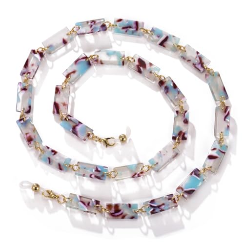 Image of kkjoy Acrylic Glasses Chain Colourful Squares Beach Holidays Sunglasses Holder Strap Eyeglass Lanyards for Women Men