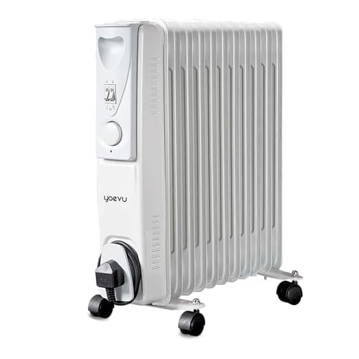 YOEVU | Radiador de aceite | Blanco, 2500W, 11 elementos | Termostato manual, ruedas, temperatura ajustable, ligero | Calor uniforme para el hogar