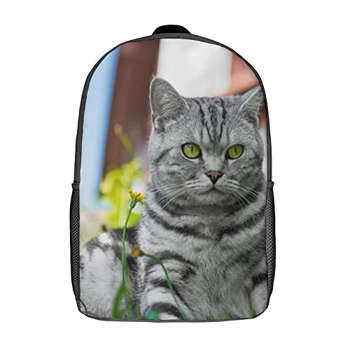 Sac à dos scolaire 17 pouces motif chat 3D pour l'école primaire