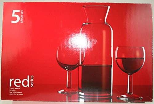 Home Essentials Red Series 5Pc Carafe And Wine Glass Set #TOP18