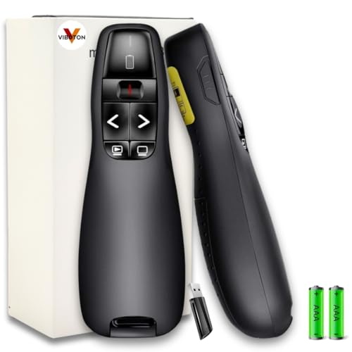 Image of VIBOTON Laser Pointer, Wireless Presentation Clicker, PPT Presenter Slide Changer Controller with Receiver, Battery Indicator for Mac, PC, Laptop, Windows, Google Slide Changer - (2 Year Warranty)