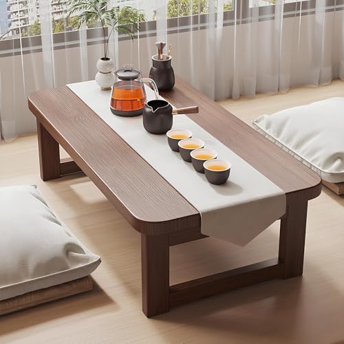 Table basse de style japonais en bois marron aux finitions soignées