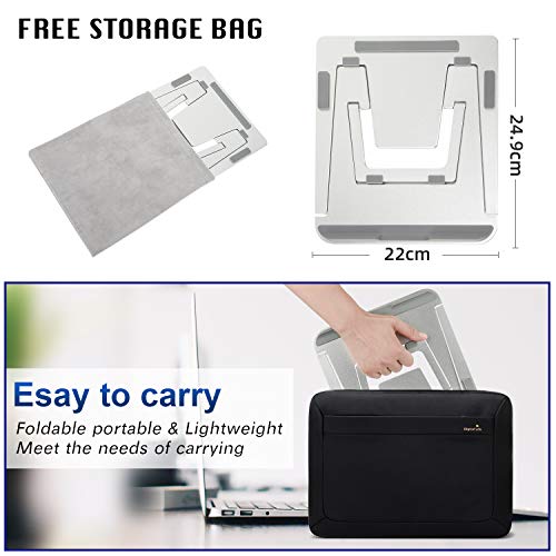Adjustable Laptop Stand, Laptop Holder Computer Tablet Stand, Aluminum Alloy Foldable Ventilated Cooling Laptop Riser with 8 Adjustable Height Levels, Compatible with Most 10-15.6” Laptops – Silver - Thumbnail 3
