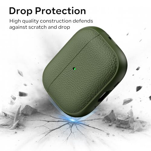 ACRONIX für AirPods Pro 3 Hülle 2025, Soft TPU Hülle für Apple AirPods Pro 3 mit Handschlaufe, Leder-Touch-Design, Baumtextur Airpods Pro 3 Case - Militärgrün