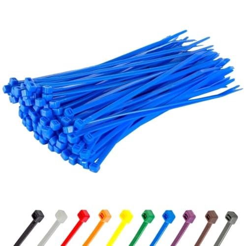 Image of GTSE 8 inch Blue Zip Ties, 100 Pack, 50lb Strength, UV Resistant Strong Nylon Cable Ties, Self-Locking 8 Inch Tie Wraps