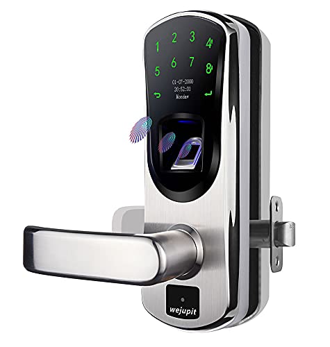 Wejupit V8 Keyless Entry Smart Door Lock,Fingerprint Stainless Steel Touchscreen With Electronic Keypads Spare Key Two-Factor Authentication Digital Biometric Auto-Lock(Left Handle Only) (Left Handle) #TOP20