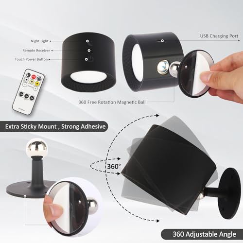 Luz RGB de pared regulable sin cables para zonas sin enchufes con batería recargable USB 2