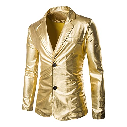 Veste de costume homme coupe ajustée or XXL en polyuréthane uni