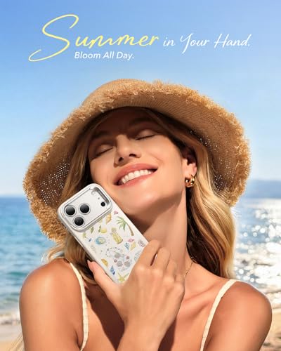 Image of ESR for iPhone 17 Pro Max Case with Stash Stand, Compatible with MagSafe, Military-Grade Drop Protection Magnetic Phone Case, Scratch-Resistant Back Cover, Coastal Summer, Cream White