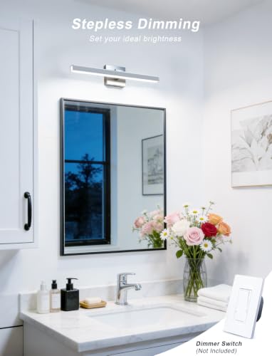 Image of IZORRO Modern Bathroom Vanity Light 24 inch, Rotatable, 16W Dimmable Led Bathroom Light Fixture Over Mirror, Chrome Vanity Light Bar (Cool White 6000K)