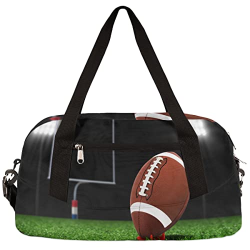 American Football Kids Duffle Bag for Boys Girls Dance Bag,Sport Ball Grass Sport Gym Bags Overnight Travel Bags Teen Kids Weekender Bag for School Practice Gymnastic Ballet